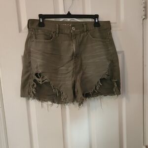 American Eagle Outfitters Green Distressed Jean Shorts